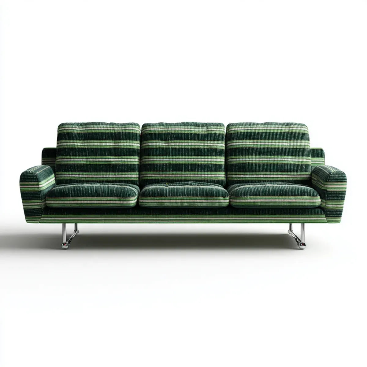 Sofa, 3-fotela zielony czarny jasny zielony 210 x 85 x 85 cm poliester prostokątna