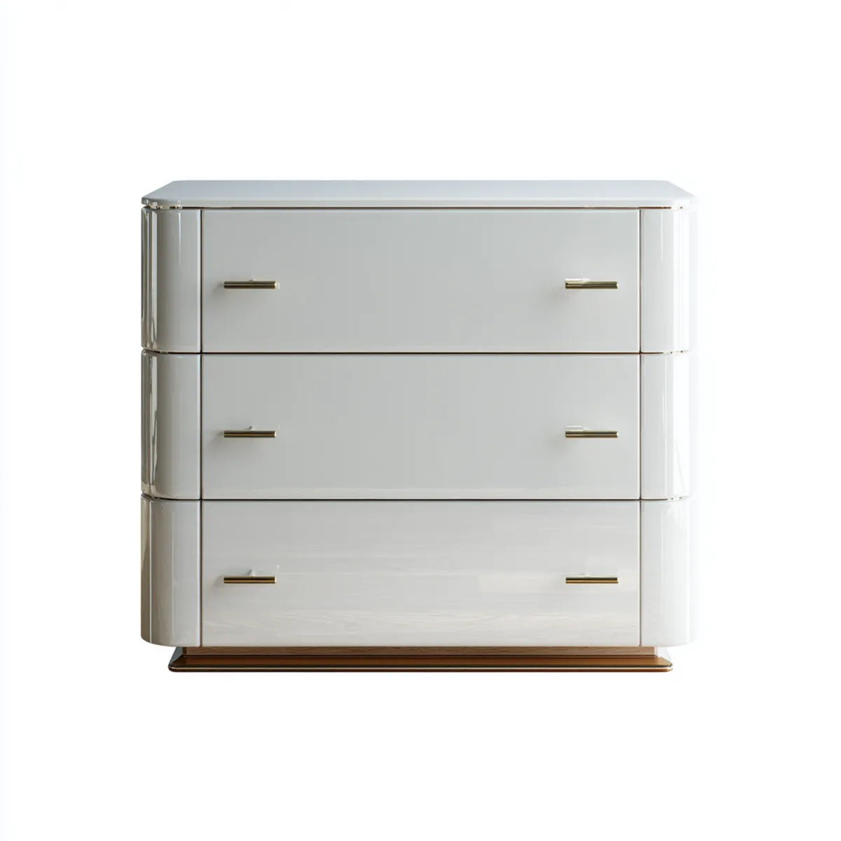 Komoda, Kommode Biała połysk z 3 szufladami MDF 100 x 45 x 90 cm