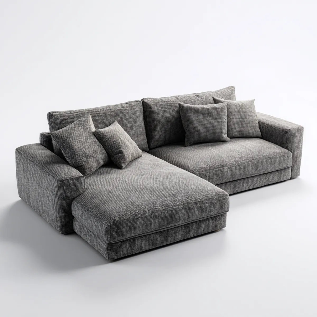 Sofa, Kanapa narożna z szarym, lewym rekamerem 280 x 170 x 85 cm poliestrowy kształt L