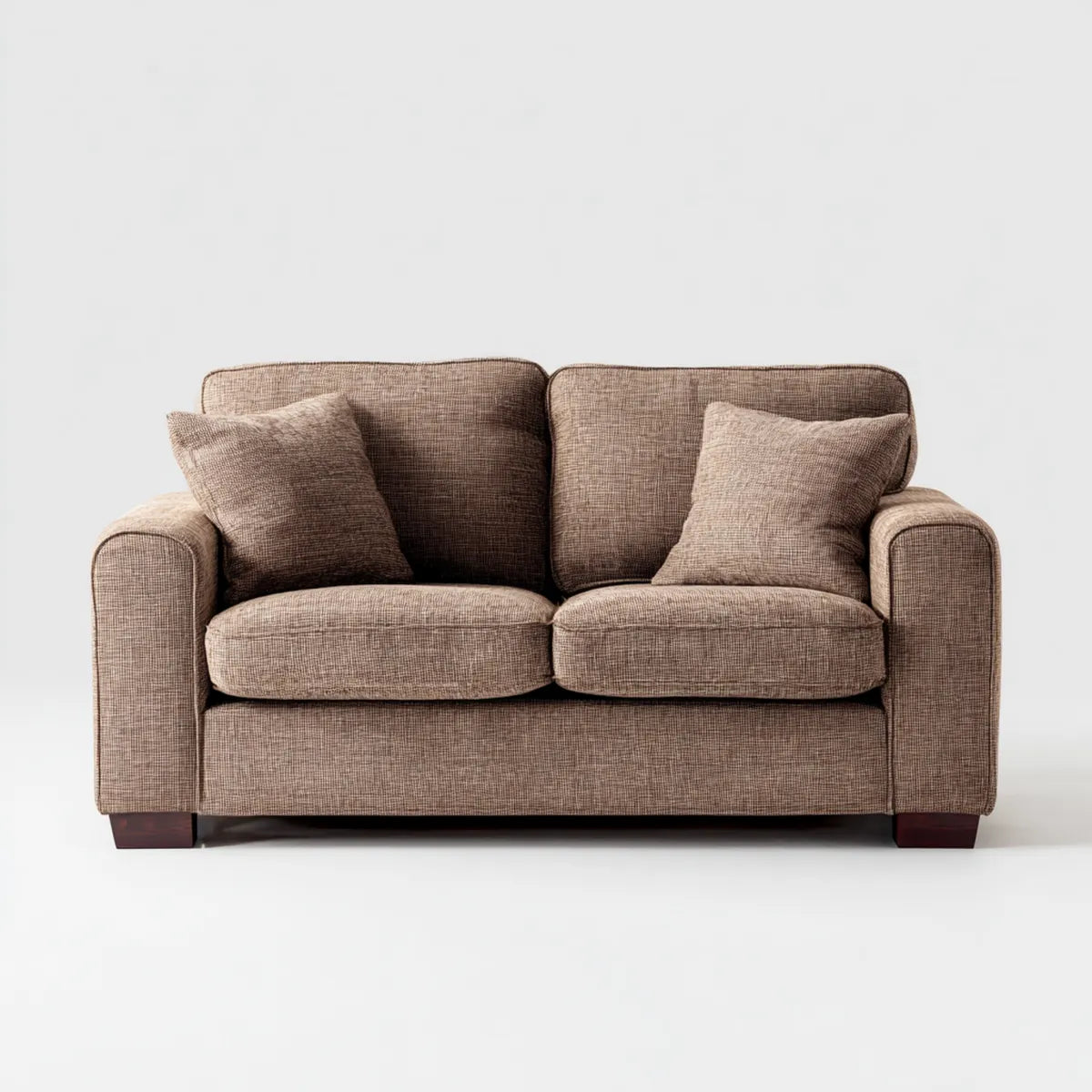 sofa 2-osobowa Brązowy 160 x 90 x 88 cm tapicerka poliestrowa z litego drewna prostokątna