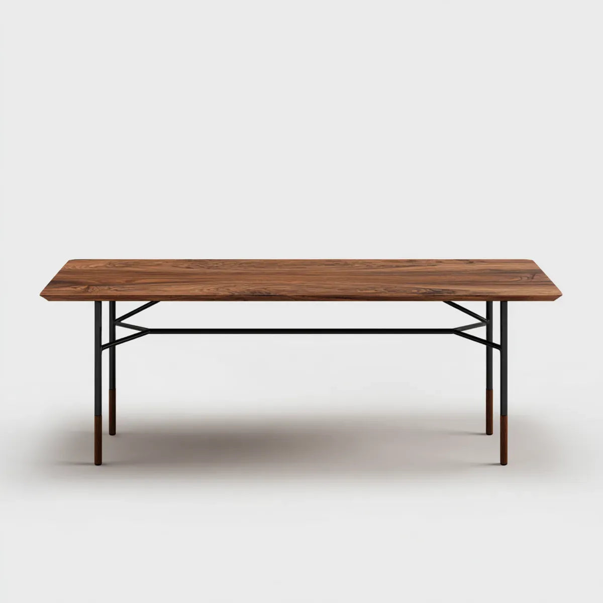 Stół jadalny prostokątny brązowy czarny 200 x 90 x 75 cm stal z litego drewna