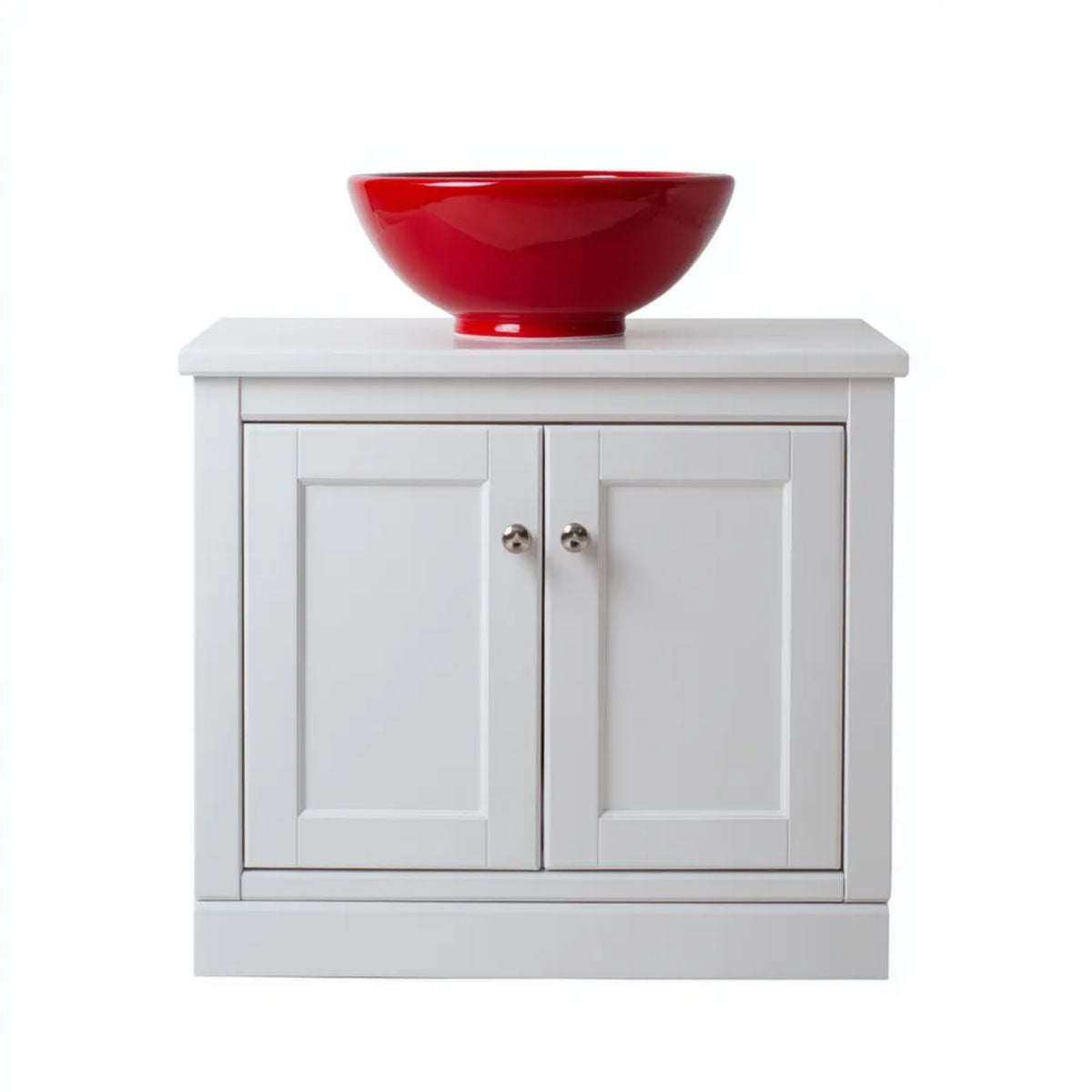 Szafka pod umywalkę, Biała szafka myjąca MDF z ceramiczną pokrytą cementem, 80 x 45 x 85 cm