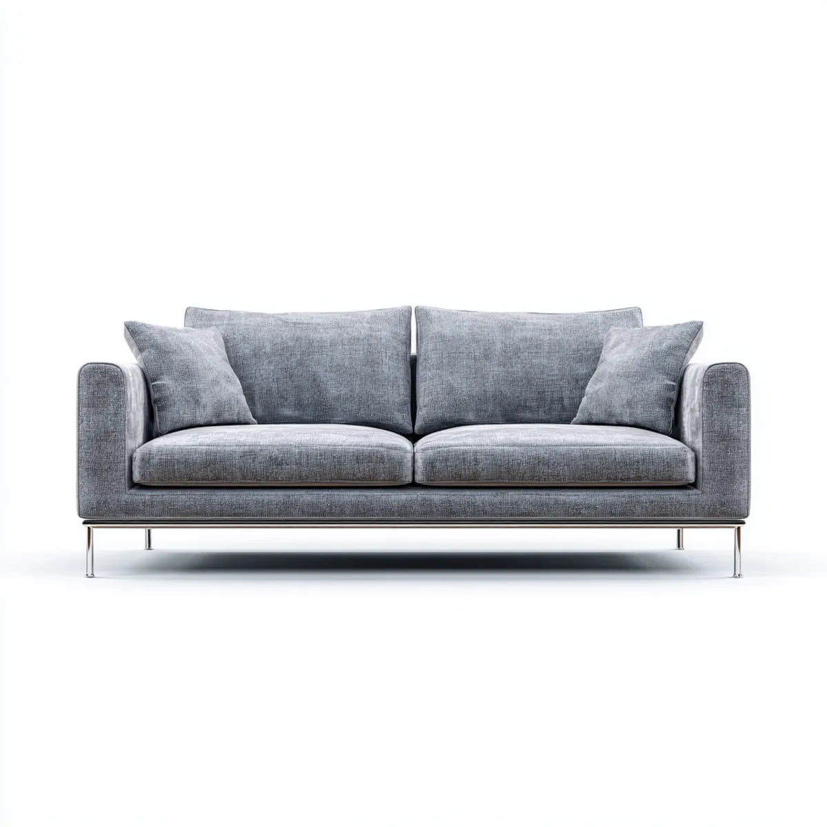 sofa 2-osobowa szara 220 x 92 x 82 cm poliester ze stali nierdzewnej nóżki proste