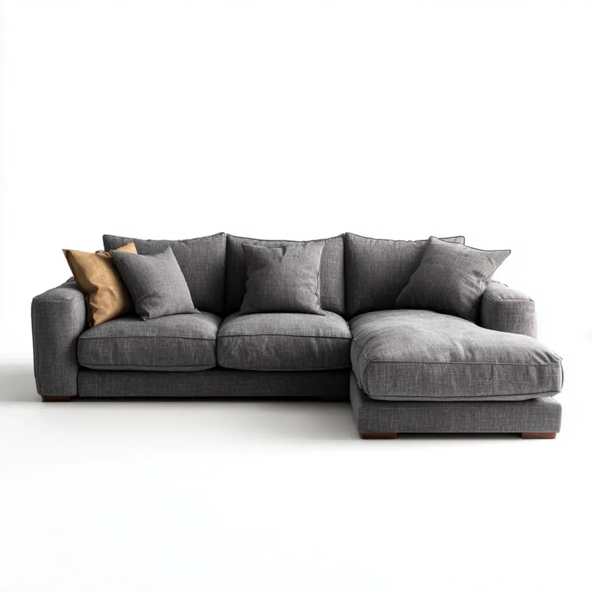 Sofa, Kanapa narożna z prawego recyrkulatora Ciemny szary 280 x 160 x 85 cm poliester kształt litery L