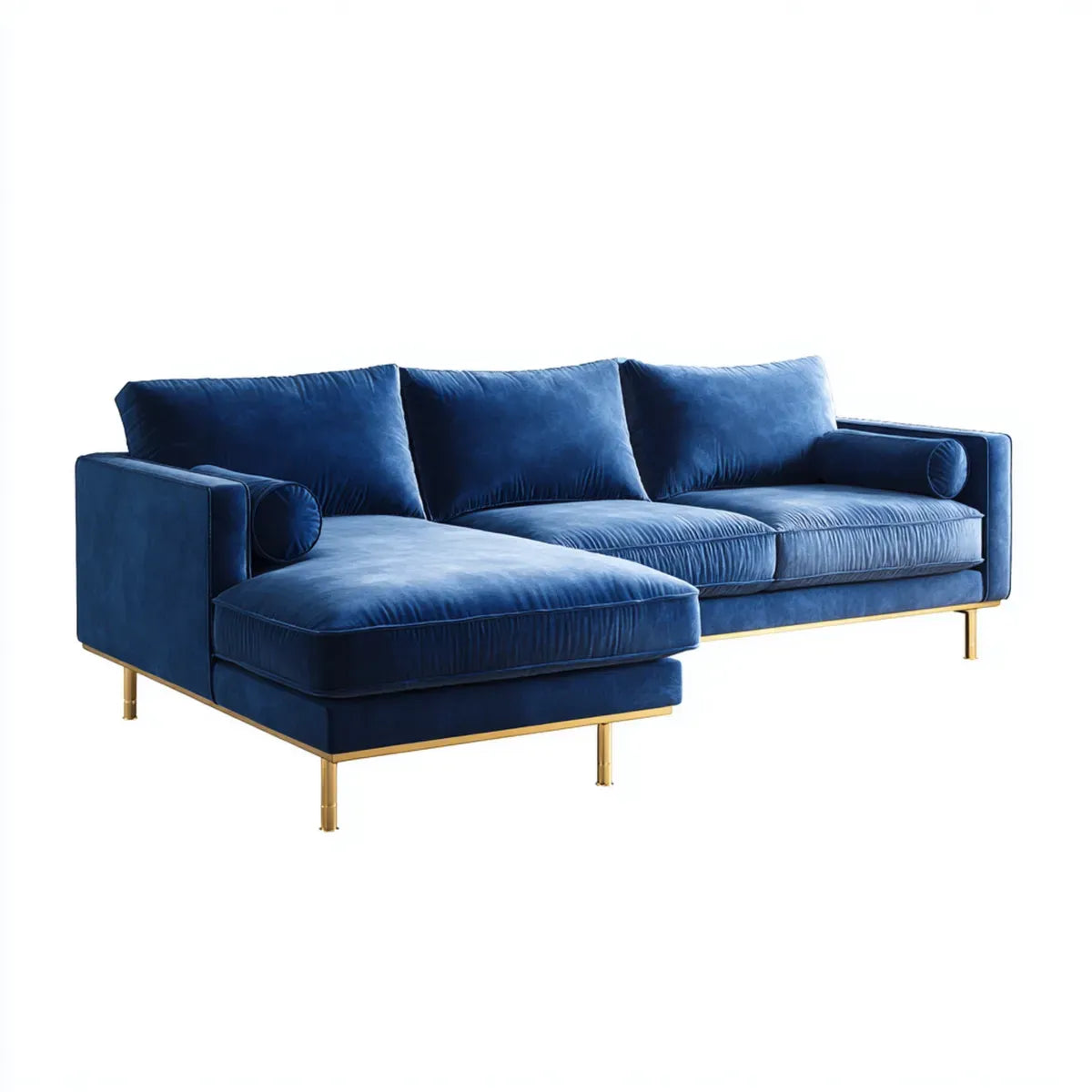 Sofa, Kanapa narożna z rekamierem w kolorze ciemnoniebieskim 260 x 160 x 85 cm poliester w tym poduszka piankowa kształt litery L