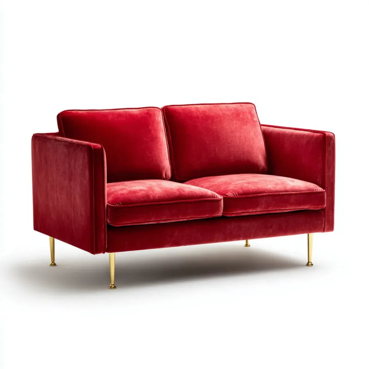 Sofa, 2-kanapa fotelik Czerwony 160 x 85 x 82 cm poliester aksamit z poduszką piankową prostokątna