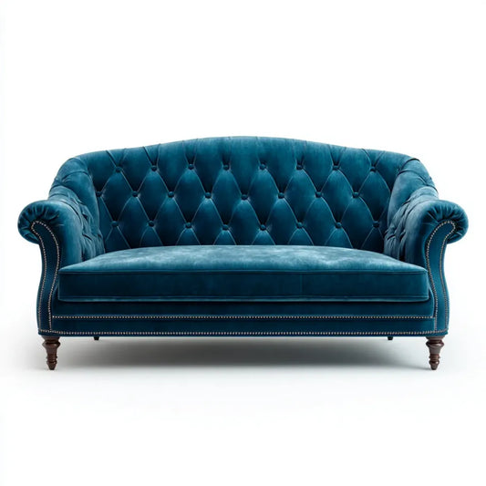 Sofa, 2-osobowa Chesterfield Sofa Petrol 170 x 90 x 90 cm poliester aksamit prostokątna