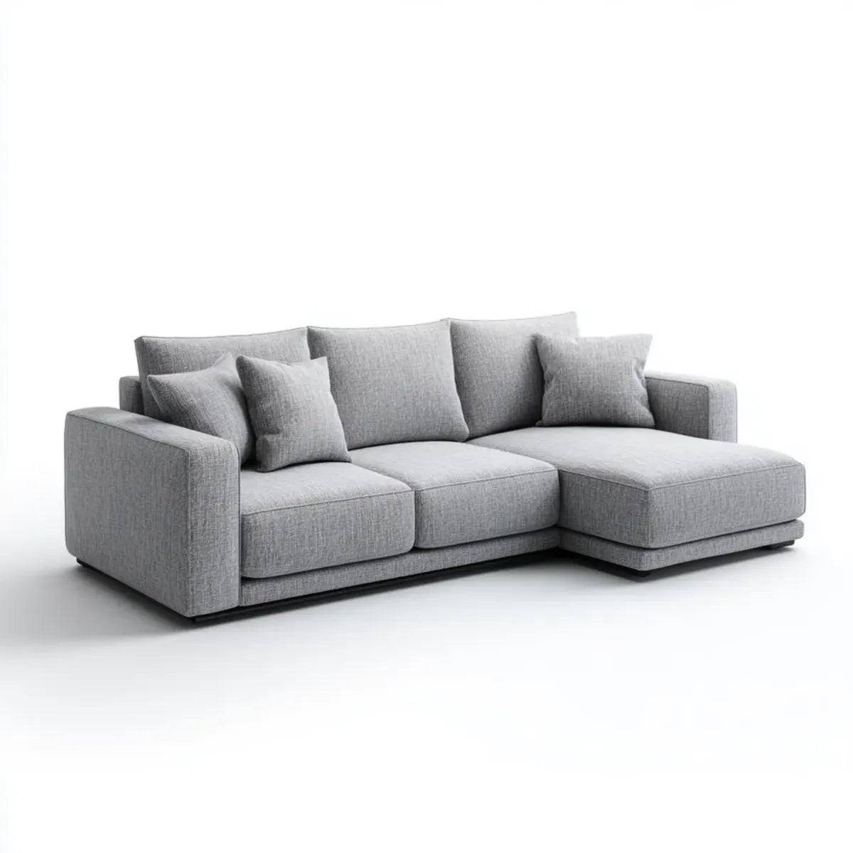 Sofa, Kanapa narożna z poduszką z pianki szezlongiem Szara 260 x 160 x 85 cm