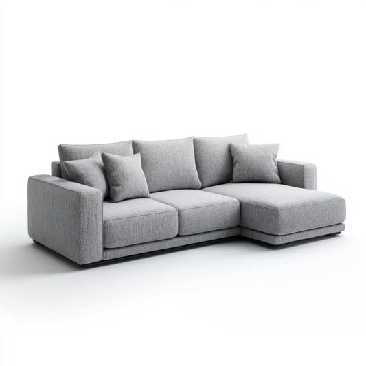 Sofa, Kanapa narożna z poduszką z pianki szezlongiem Szara 260 x 160 x 85 cm