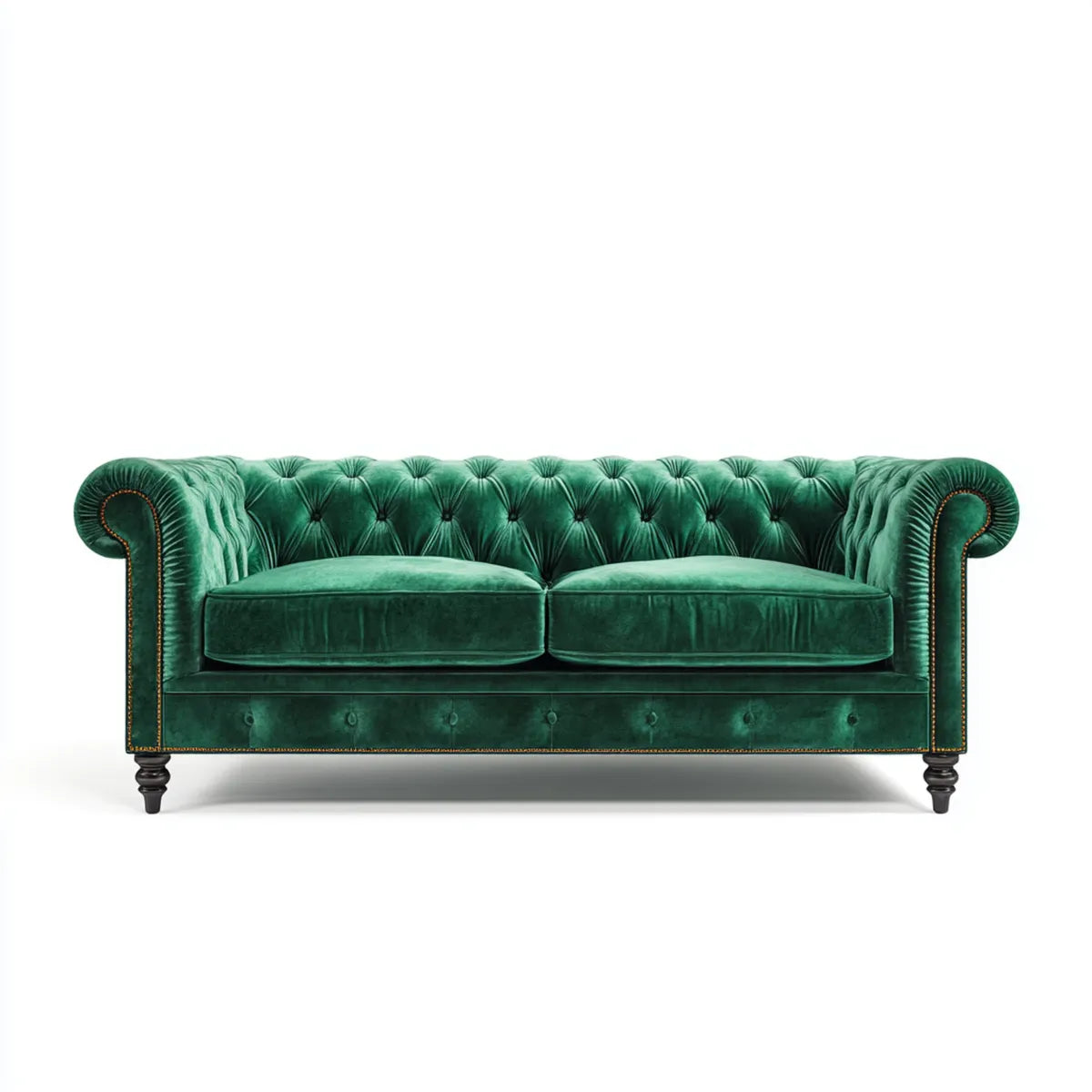 Sofa, Chesterfield 2-osobowa sofa Emerald zielony 200 x 90 x 75 cm poliester aksamit prostokątna