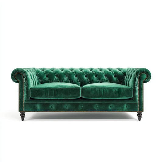 Sofa, Chesterfield 2-osobowa sofa Emerald zielony 200 x 90 x 75 cm poliester aksamit prostokątna