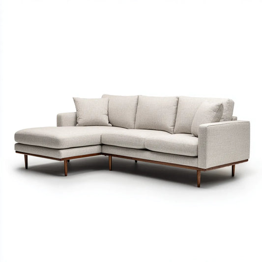 Sofa, Kanapa narożna z lewym zwrotnikiem Beżge 260 x 160 x 85 cm poliestrowe drewno lite o kształcie L