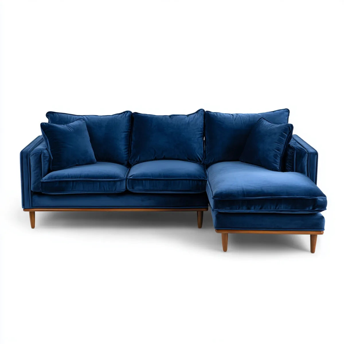 Sofa, Kanapa narożna z granatowym zwrotnikiem 250 x 160 x 85 cm poliestrowy aksamit kształt litery L