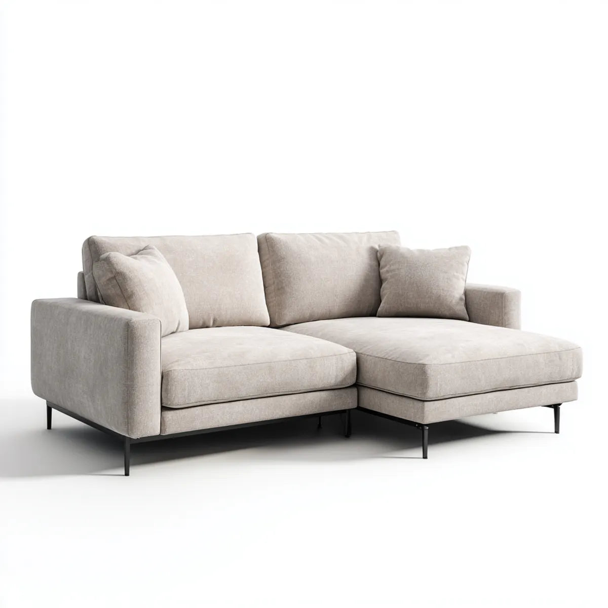 Sofa, narożna kanapa beżowa 250 x 160 cm poliester kształt litery L
