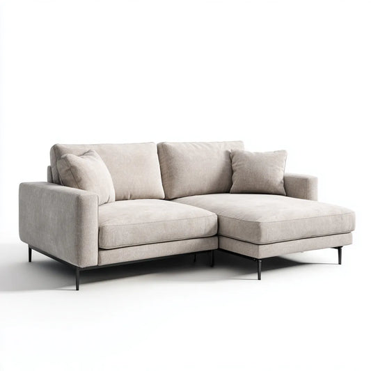 Sofa, narożna kanapa beżowa 250 x 160 cm poliester kształt litery L