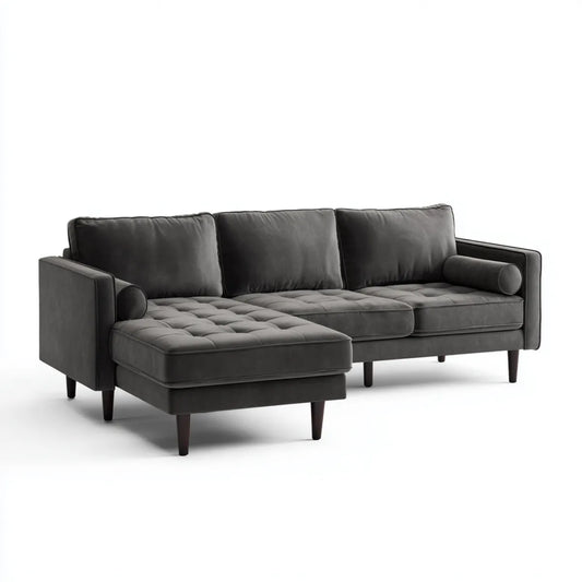 Sofa, Kanapa narożna z antracytem zwrotnikowym 240 x 160 x 85 cm poliestrowy aksamit w kształcie L