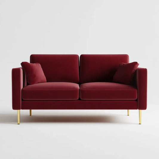 Sofa, 2-fotelik Bordeaux czerwona sofa 150 x 85 x 85 cm poliestrowy aksamit prostokątna