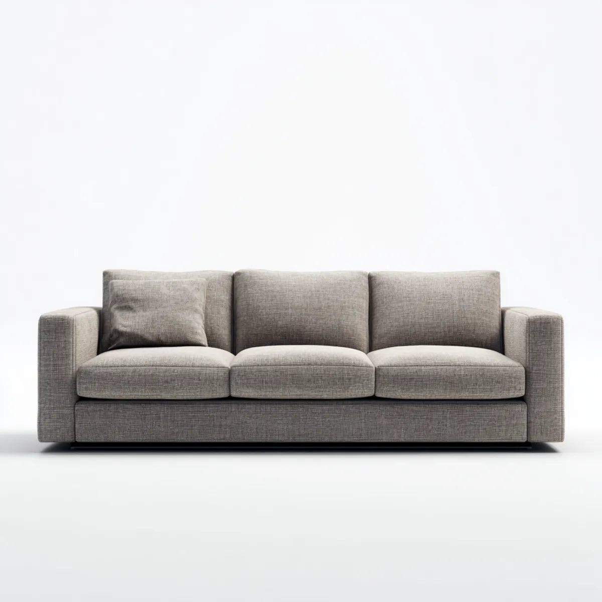 Sofa, 3-fotela szara 220 x 90 x 85 cm z tapicerką poliestrową prostokątną