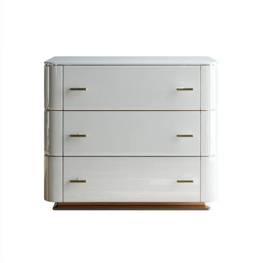 Komoda, Kommode Biała połysk z 3 szufladami MDF 100 x 45 x 90 cm