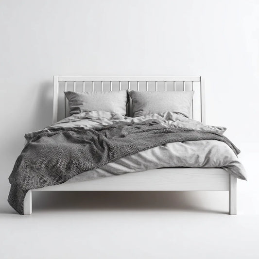 Łóżko podwójne białe 160 x 200 cm w prostokątnym litym drewnie