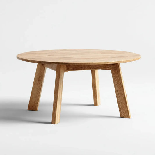 Stolik kawowy, Naturalny okrągły stolik do kawy 90 x 90 x 45 cm w dębie litym