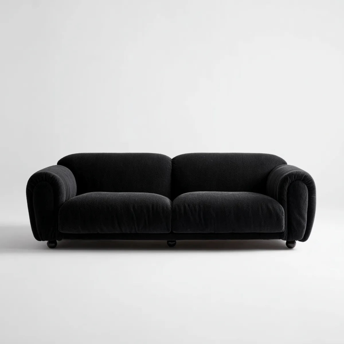Sofa, 2-osobowa kanapa czarna 200 x 95 x 75 cm poliestrowy aksamit prosty