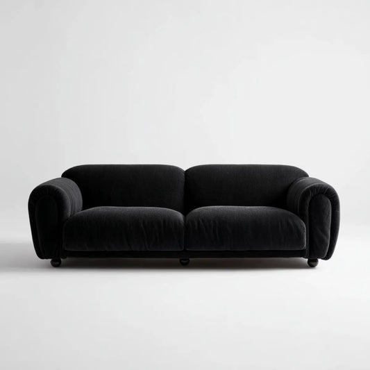 Sofa, 2-osobowa kanapa czarna 200 x 95 x 75 cm poliestrowy aksamit prosty