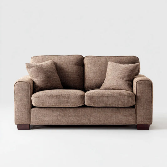 sofa 2-osobowa Brązowy 160 x 90 x 88 cm tapicerka poliestrowa z litego drewna prostokątna