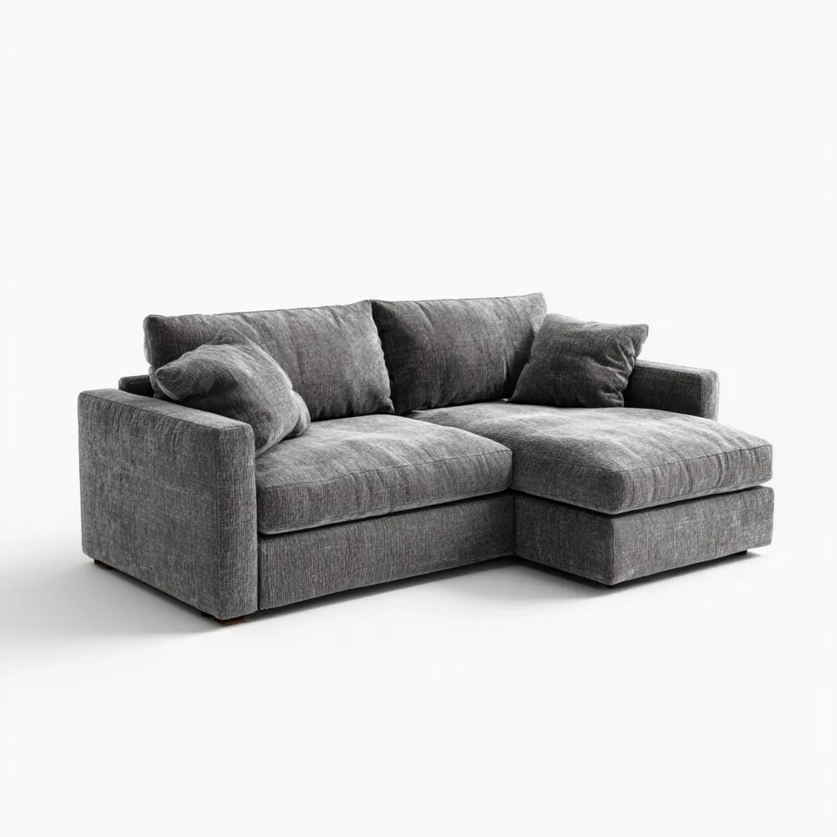 Sofa, Rożna sofa z prawego rekamera szara 250 x 160 x 85 cm poliester Chenille kształt L