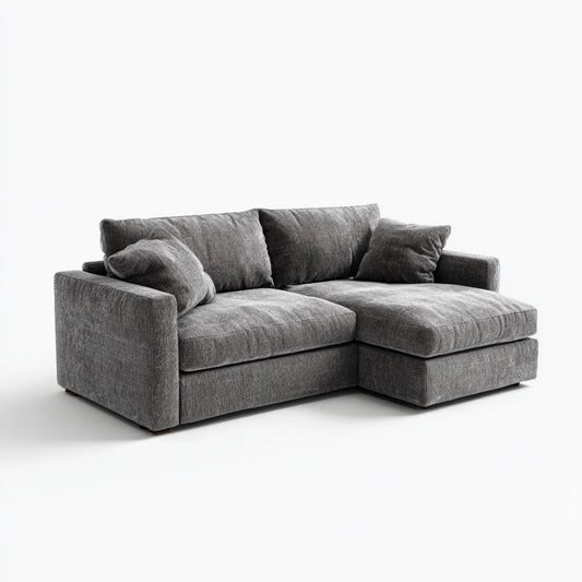 Sofa, Rożna sofa z prawego rekamera szara 250 x 160 x 85 cm poliester Chenille kształt L