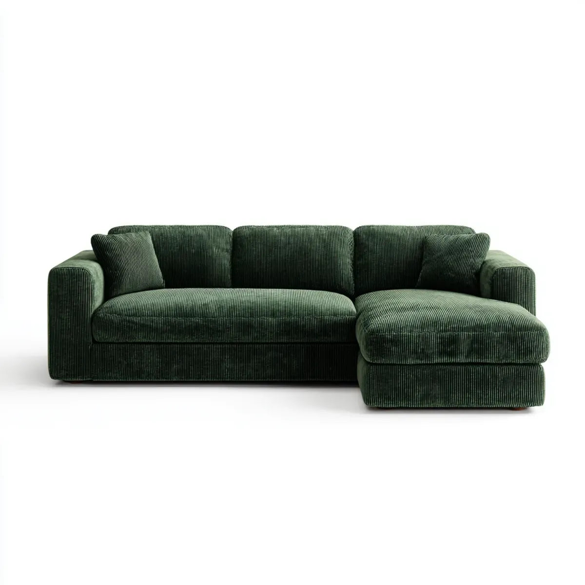 Sofa, Kanapa narożna z powrotem ciemnozielonym 250 x 160 x 82 cm poliestrowy sznur kształt L
