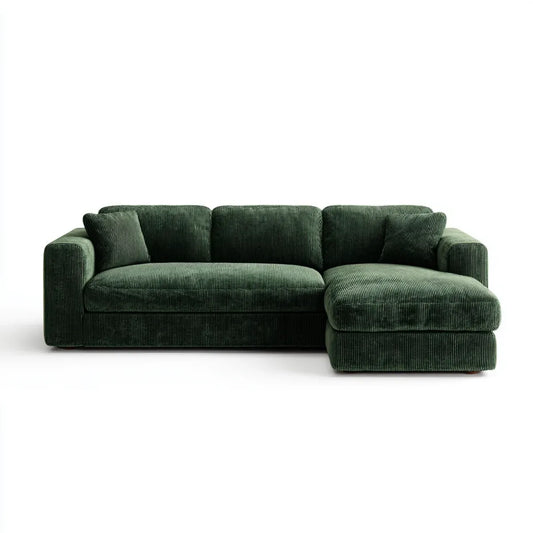 Sofa, Kanapa narożna z powrotem ciemnozielonym 250 x 160 x 82 cm poliestrowy sznur kształt L