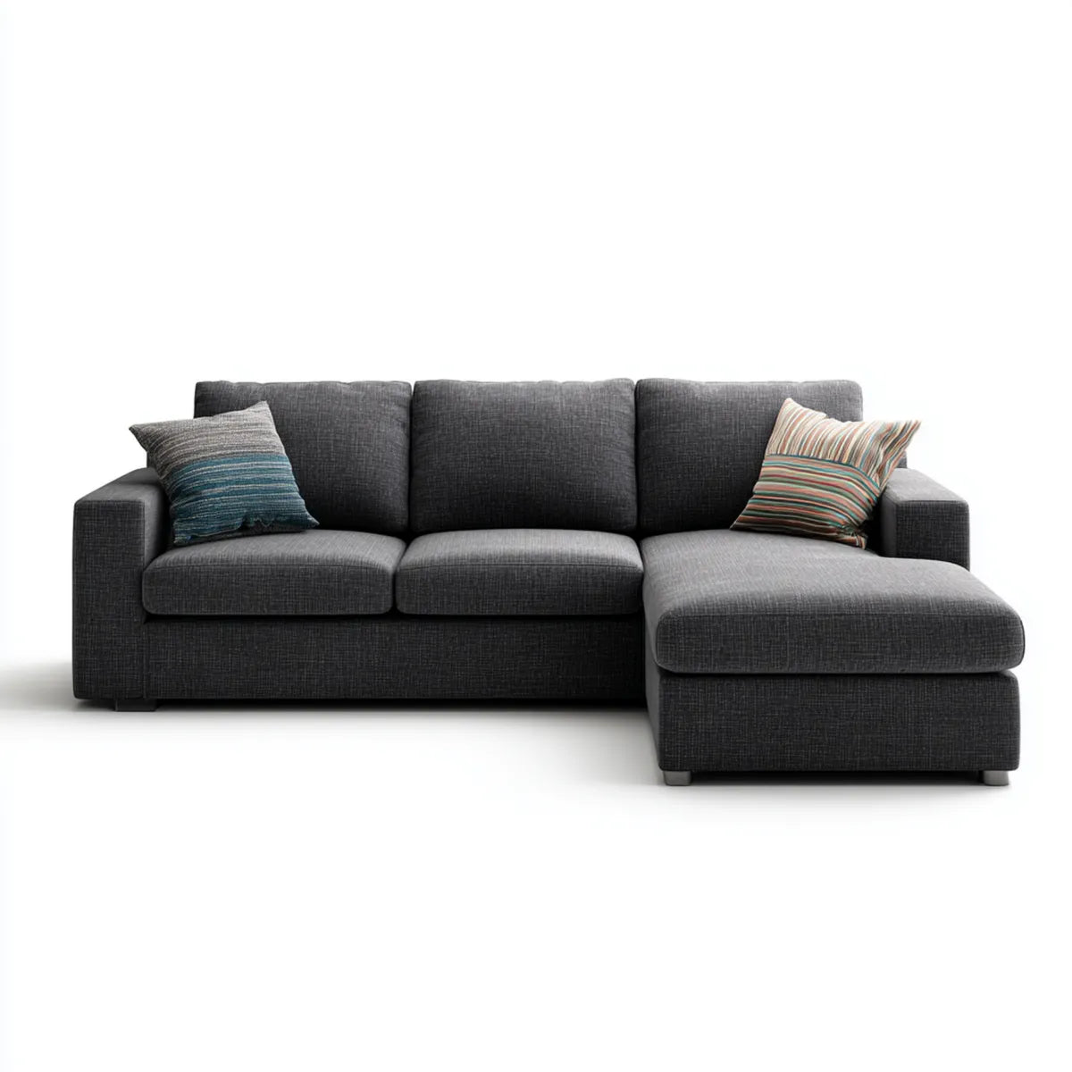 Sofa, Kanapa narożna z prawego antracytu z odwrotnikiem 270 x 160 x 85 cm poliester kształt litery L