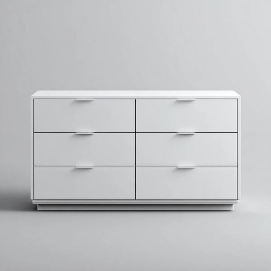 Komoda, Komora z 6 szufladami Biała 120 x 40 x 75 cm Prostokątna płyta wiórowa
