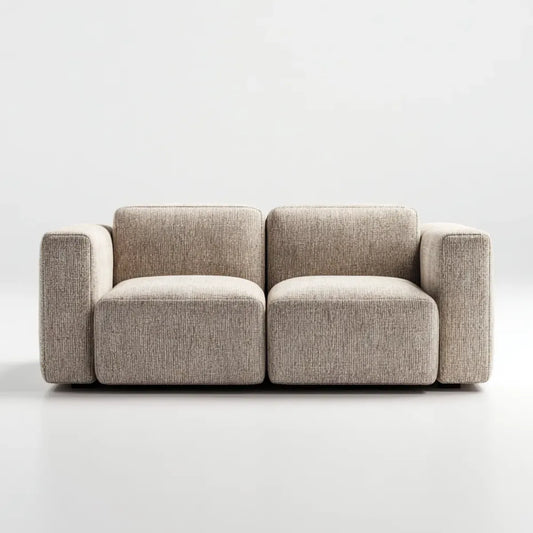 Sofa, 2-fotela Beżowa 180 x 90 x 75 cm z pokrywą z poliestru i warstwą piankową prostokątną