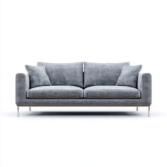 sofa 2-osobowa szara 220 x 92 x 82 cm poliester ze stali nierdzewnej nóżki proste