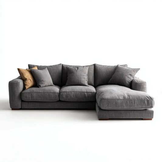 Sofa, Kanapa narożna z prawego recyrkulatora Ciemny szary 280 x 160 x 85 cm poliester kształt litery L
