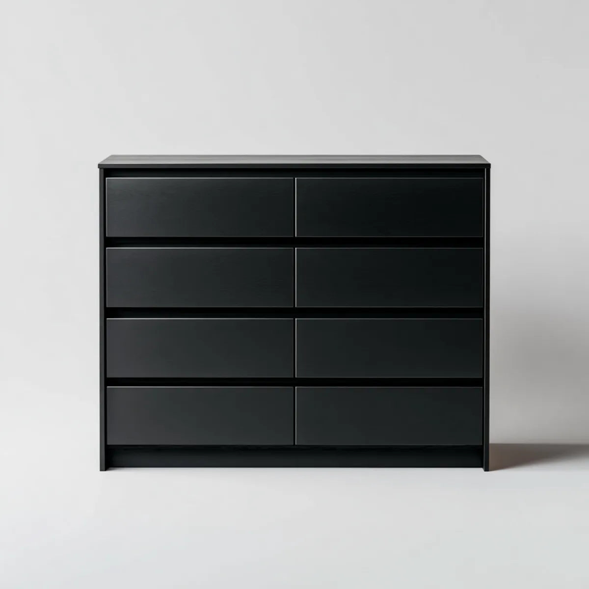 Komoda, Skrzynia z 8 szufladami Czarna 120 x 40 x 100 cm Prostokątna płyta wiórowa