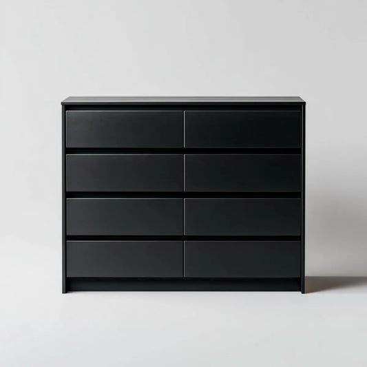 Komoda, Skrzynia z 8 szufladami Czarna 120 x 40 x 100 cm Prostokątna płyta wiórowa
