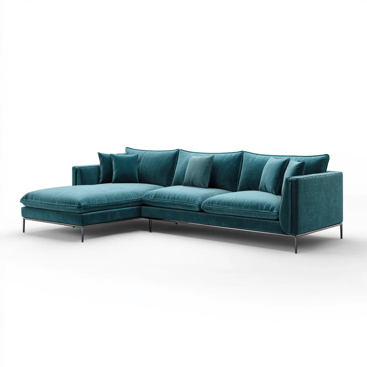 Sofa, Kanapa narożna z powrotem z lewej benzyny 280 x 160 x 85 cm aksamit pokrywy poliestrowej kształt L