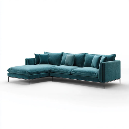 Sofa, Kanapa narożna z powrotem z lewej benzyny 280 x 160 x 85 cm aksamit pokrywy poliestrowej kształt L